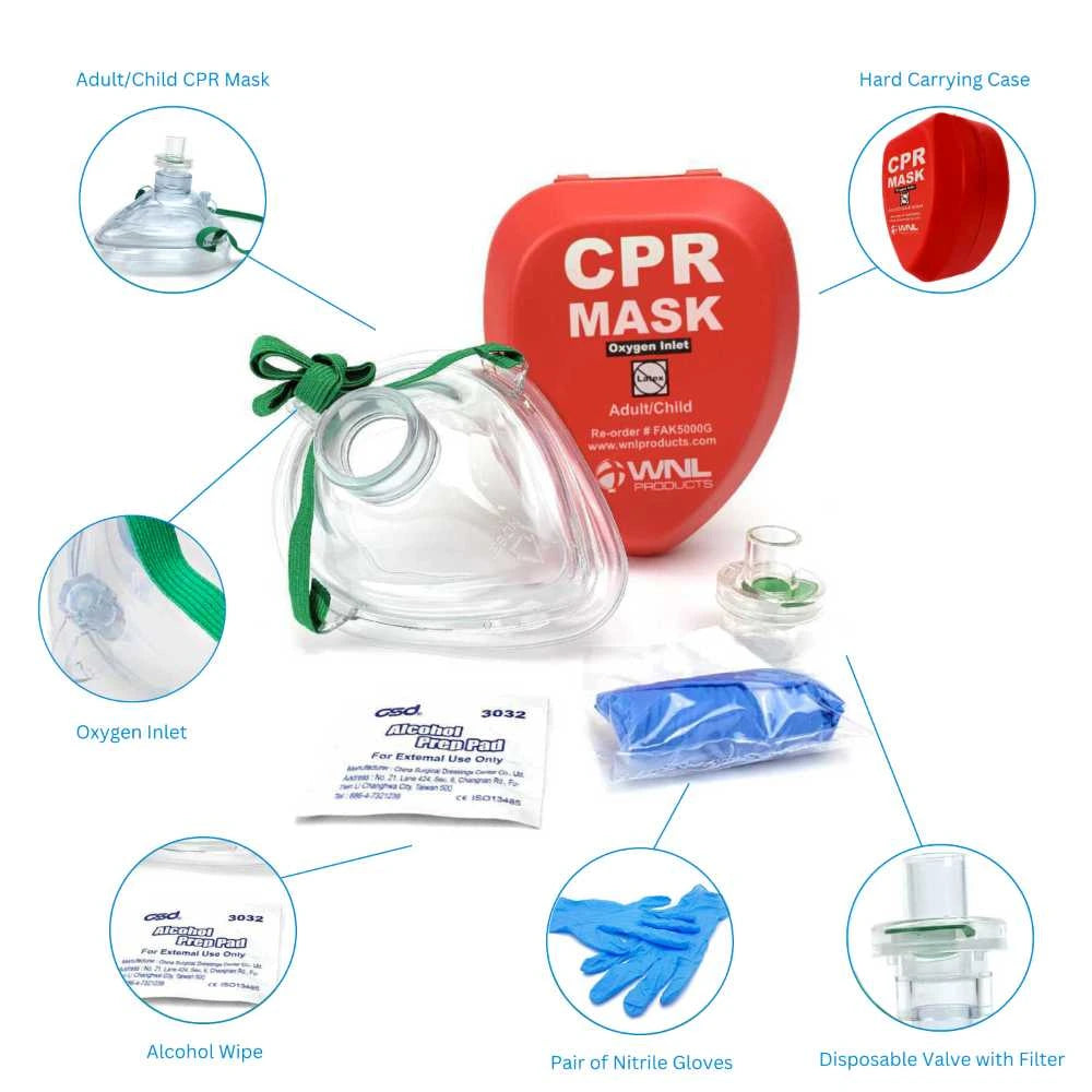 Mascarilla de RCP para Adultos y Niños en Estuche Rígido – Roja