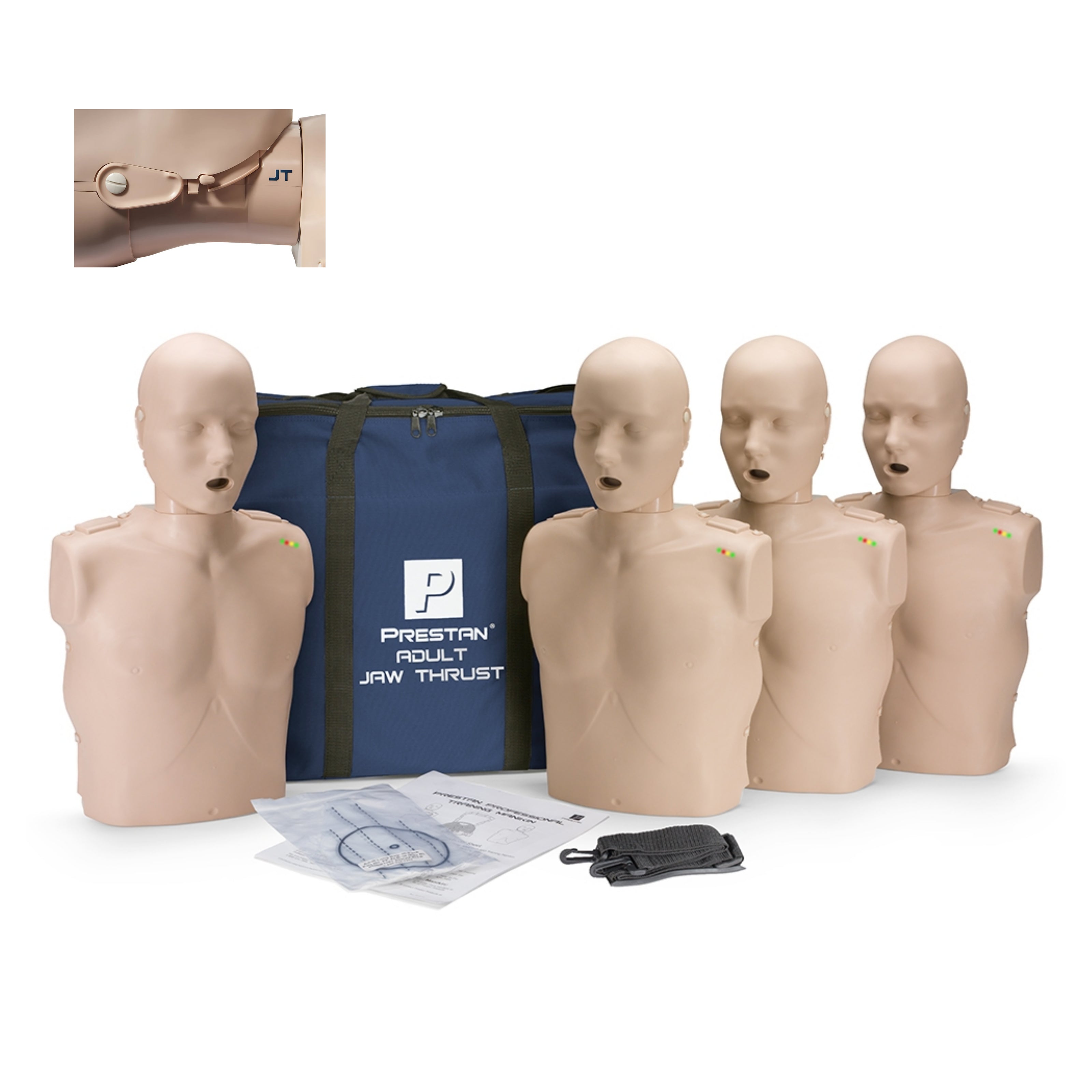 Maniquí de RCP Adulto Prestan Profesional con Empuje Mandibular - Piel Media (4 Pack)
